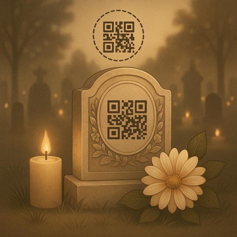 הנצחה על ידי קוד QR חרוט על קבר
