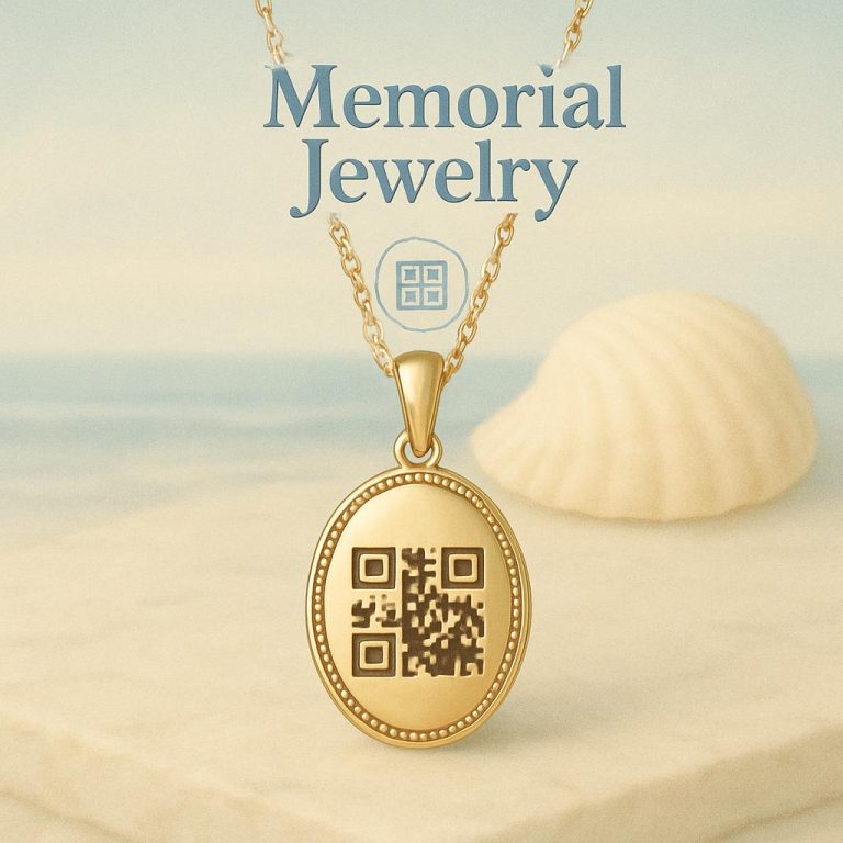 תכשיט הנצחה עם חריטה של קוד QR בצד הקדמי