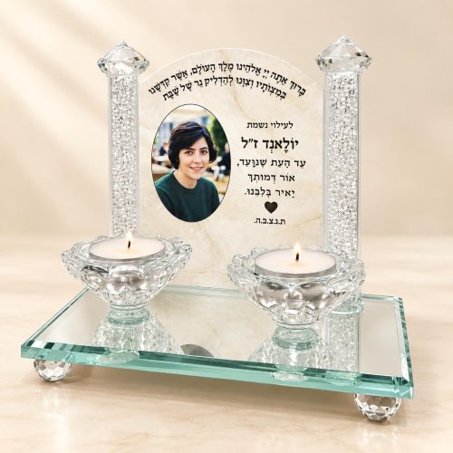 פמוטים-לשבת-74 פמוטים לשבת במיתוג אישי לזיכרון ולהנצחה מכובדת דגם שושנה